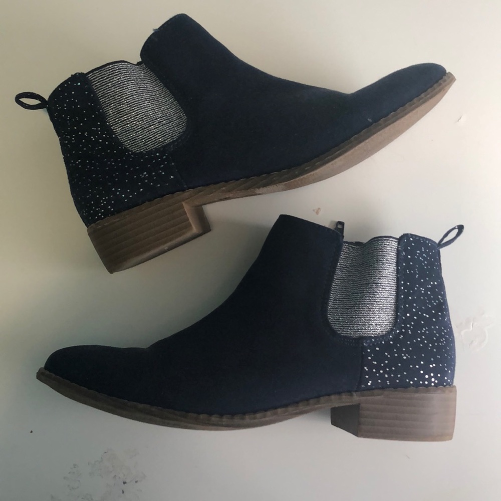 Navy Blue Heeled Boots (size 5)